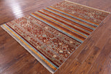 Khorjin Persian Gabbeh Hand Knotted Wool Rug - 5' 7" X 8' 2" - Golden Nile