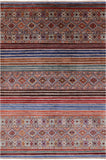 Khorjin Persian Gabbeh Hand Knotted Wool Rug - 5' 7" X 8' 0" - Golden Nile