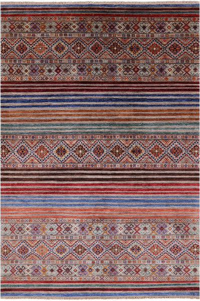 Khorjin Persian Gabbeh Hand Knotted Wool Rug - 5' 7" X 8' 0" - Golden Nile