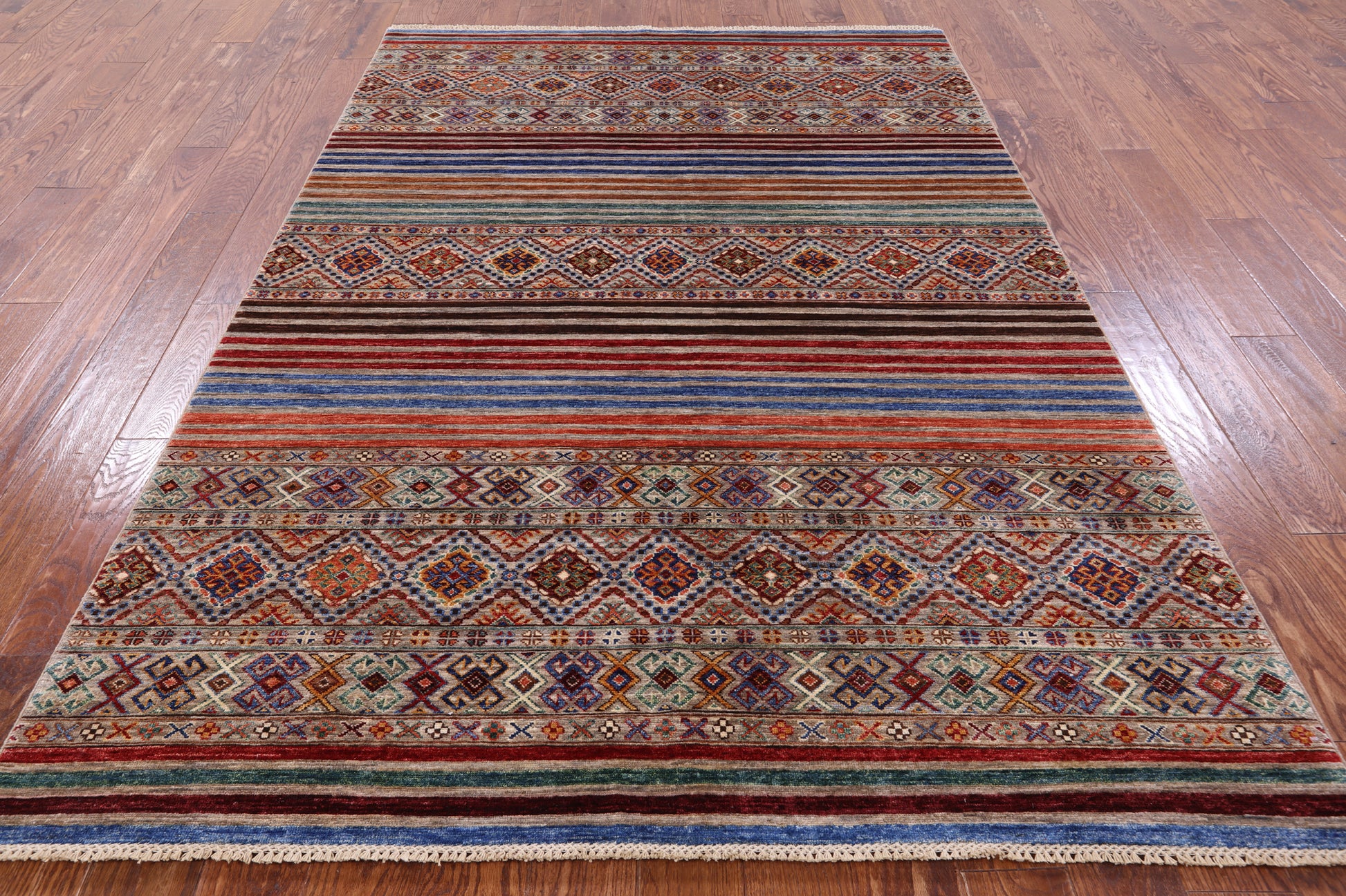 Khorjin Persian Gabbeh Hand Knotted Wool Rug - 5' 7" X 8' 0" - Golden Nile