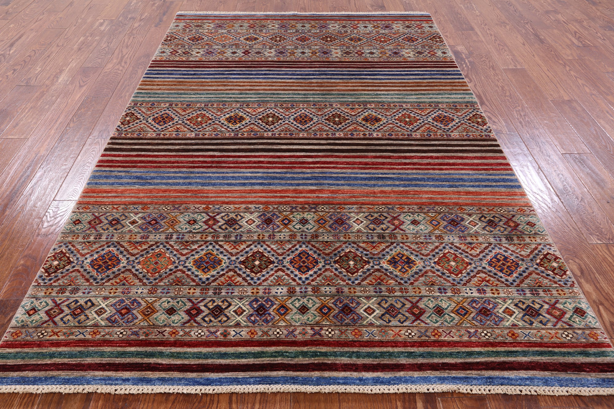 Khorjin Persian Gabbeh Hand Knotted Wool Rug - 5' 7" X 8' 0" - Golden Nile