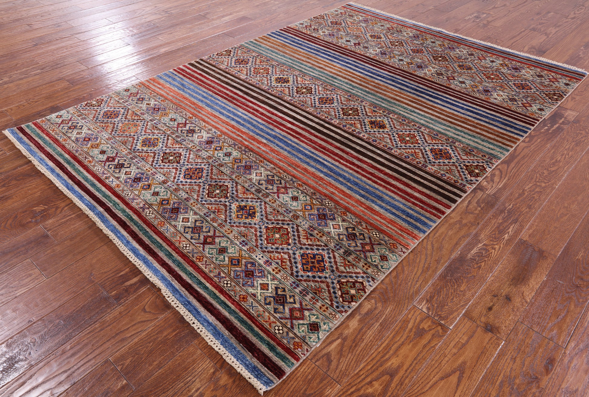 Khorjin Persian Gabbeh Hand Knotted Wool Rug - 5' 7" X 8' 0" - Golden Nile