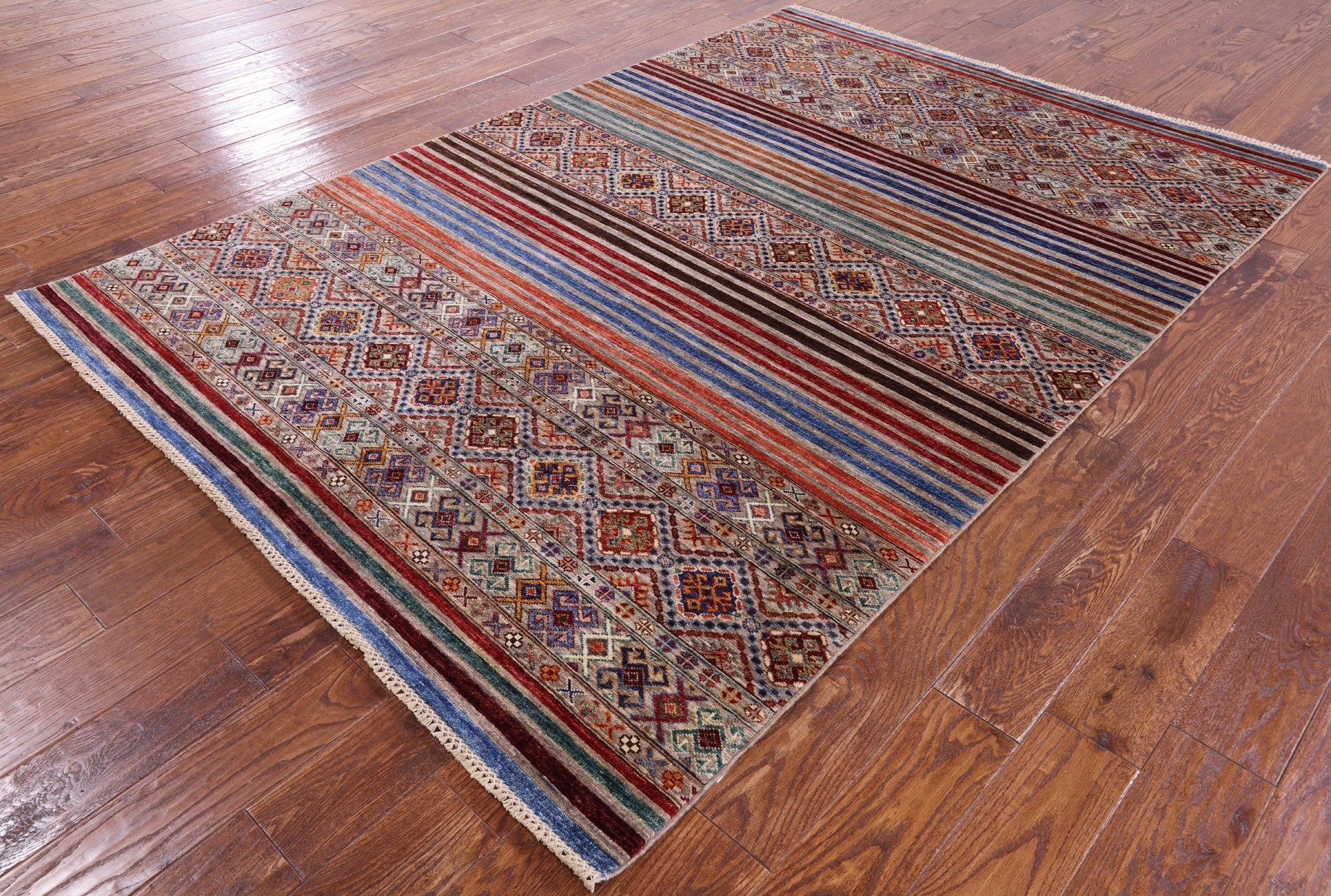 Khorjin Persian Gabbeh Hand Knotted Wool Rug - 5' 7" X 8' 0" - Golden Nile
