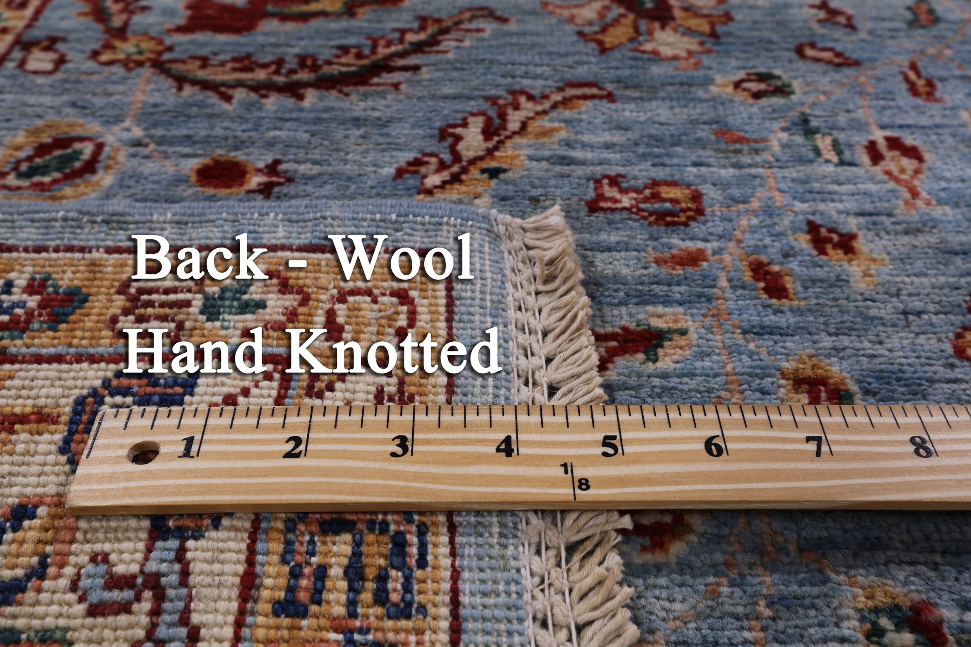 Blue Peshawar Hand Knotted Wool Rug - 5' 6" X 8' 0" - Golden Nile