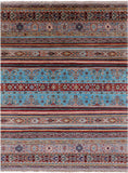 Khorjin Persian Gabbeh Hand Knotted Wool Rug - 5' 0" X 6' 4" - Golden Nile