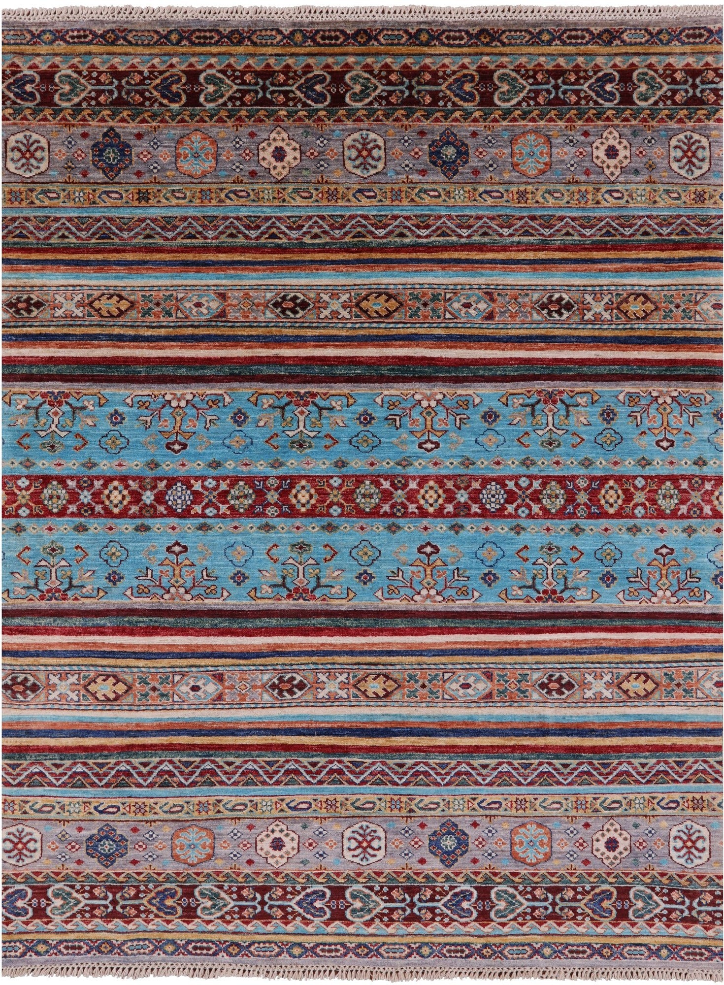 Khorjin Persian Gabbeh Hand Knotted Wool Rug - 5' 0" X 6' 4" - Golden Nile