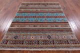 Khorjin Persian Gabbeh Hand Knotted Wool Rug - 5' 0" X 6' 4" - Golden Nile