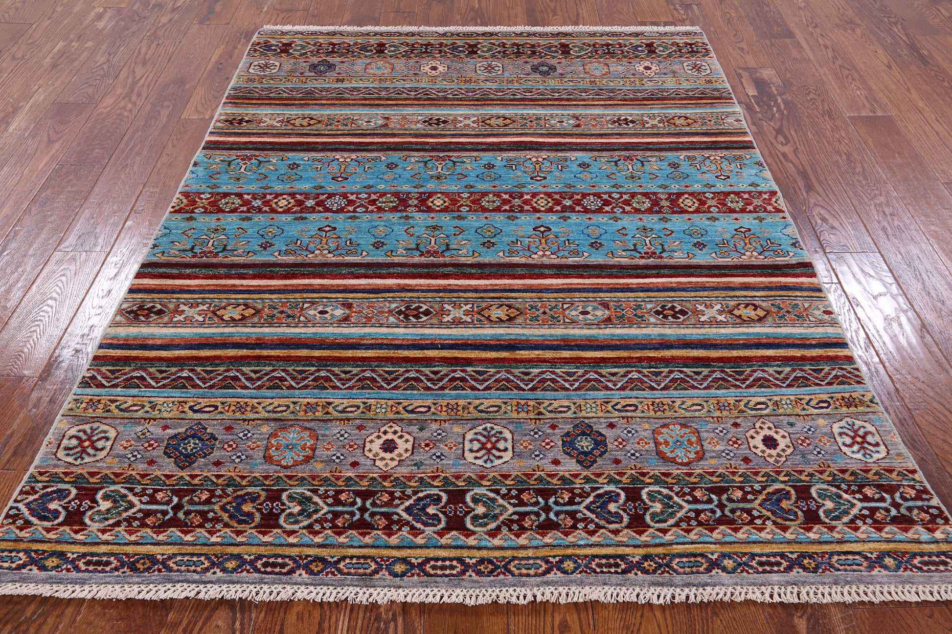 Khorjin Persian Gabbeh Hand Knotted Wool Rug - 5' 0" X 6' 4" - Golden Nile