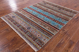 Khorjin Persian Gabbeh Hand Knotted Wool Rug - 5' 0" X 6' 4" - Golden Nile