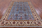 Blue Peshawar Hand Knotted Wool Rug - 6' 10" X 9' 10" - Golden Nile