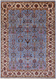 Blue Peshawar Hand Knotted Wool Rug - 6' 10" X 9' 10" - Golden Nile