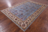 Blue Peshawar Hand Knotted Wool Rug - 6' 10" X 9' 10" - Golden Nile