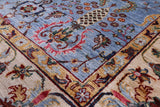 Blue Peshawar Hand Knotted Wool Rug - 6' 10" X 9' 10" - Golden Nile
