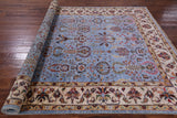 Blue Peshawar Hand Knotted Wool Rug - 6' 10" X 9' 10" - Golden Nile