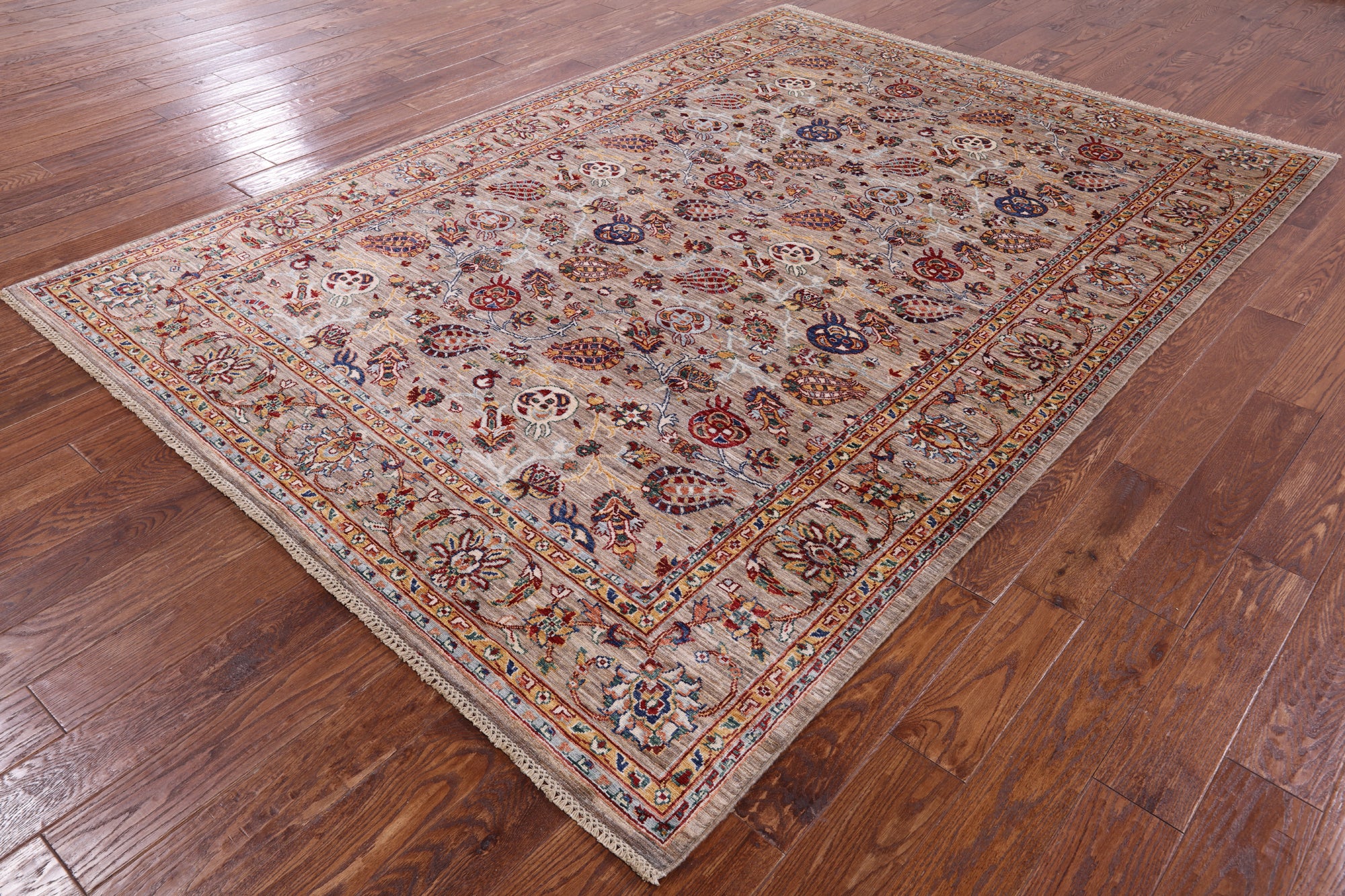 Pomegranates Design Persian Handmade Wool Rug - 6' 10" X 9' 6" - Golden Nile