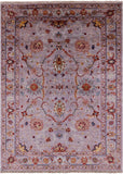 Grey Peshawar Hand Knotted Wool Rug - 5' 0" X 6' 8" - Golden Nile