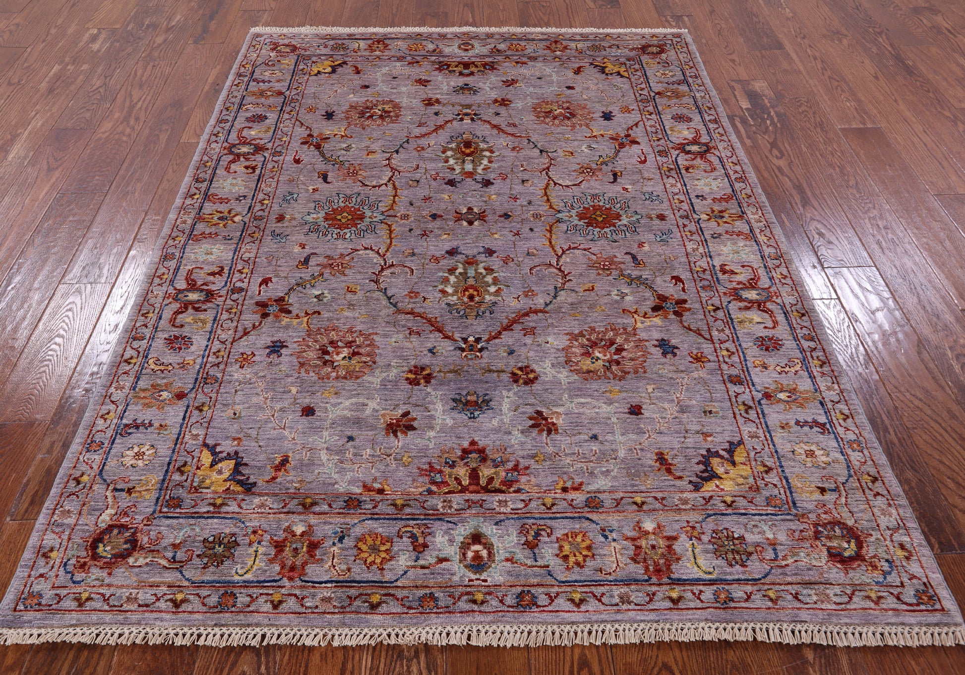 Grey Peshawar Hand Knotted Wool Rug - 5' 0" X 6' 8" - Golden Nile