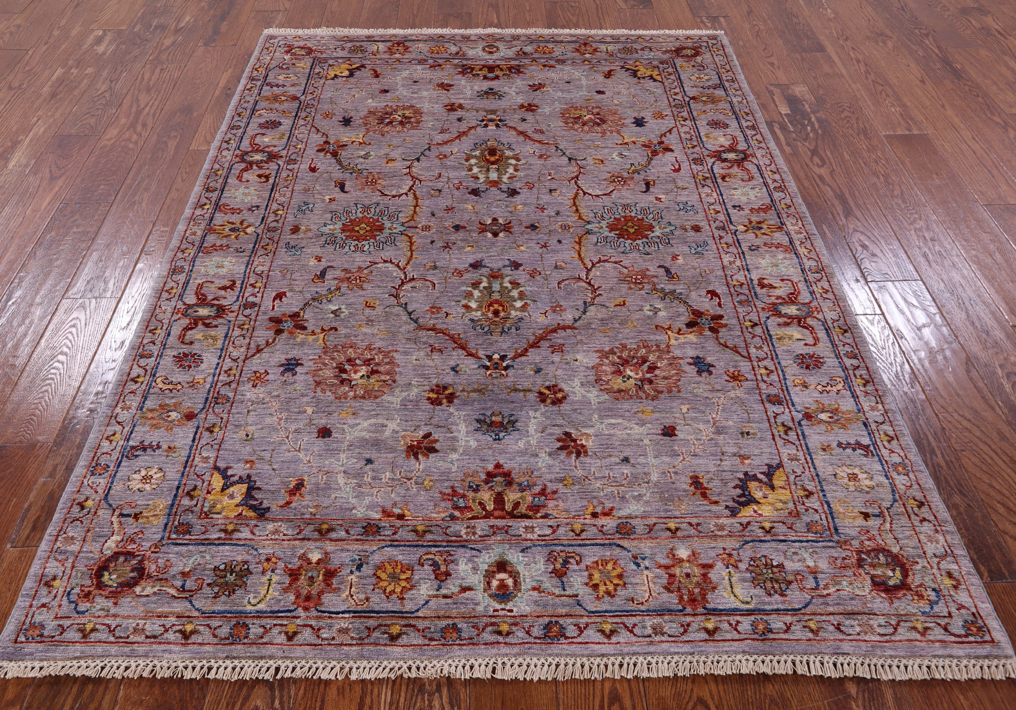 Grey Peshawar Hand Knotted Wool Rug - 5' 0" X 6' 8" - Golden Nile
