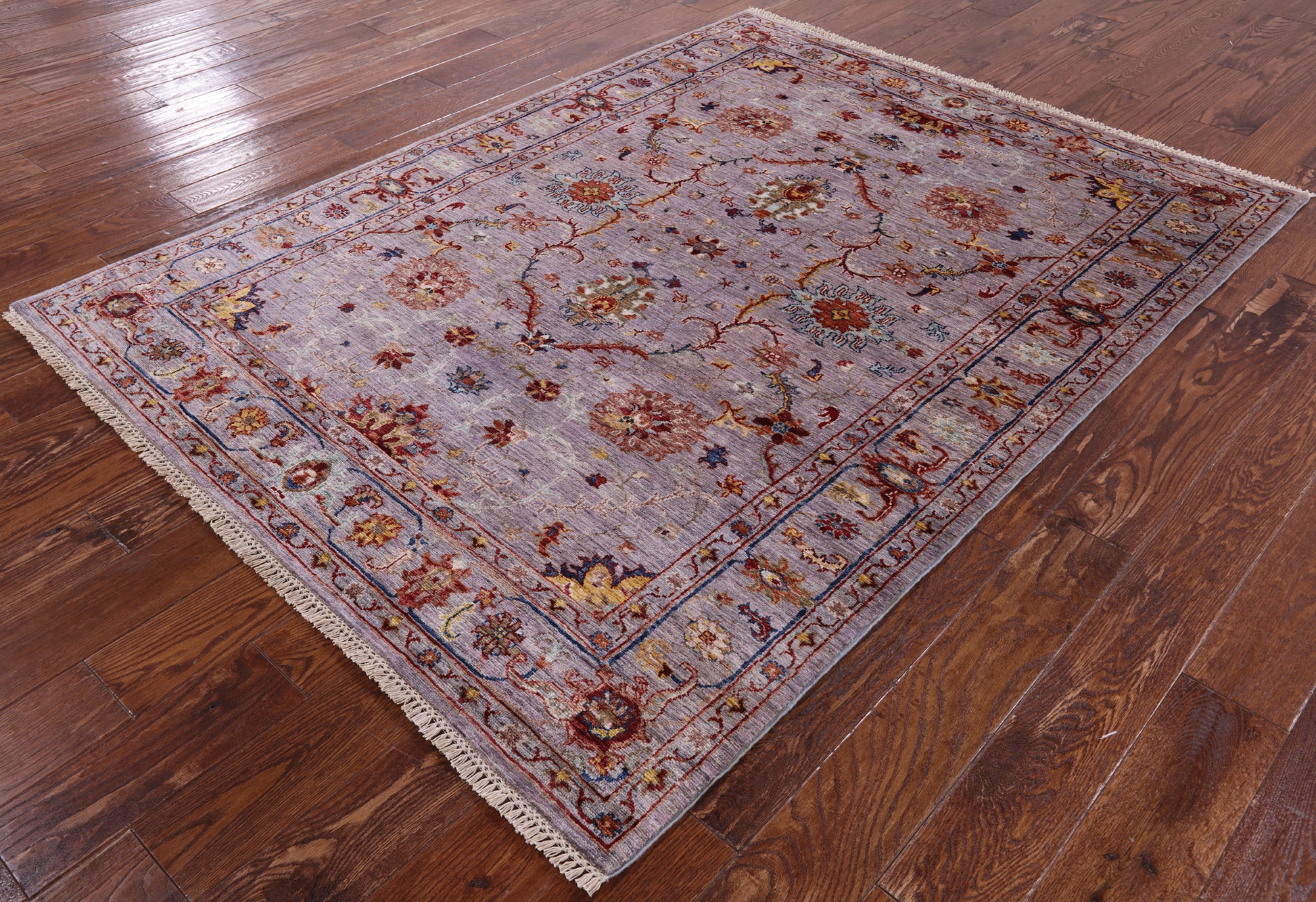 Grey Peshawar Hand Knotted Wool Rug - 5' 0" X 6' 8" - Golden Nile