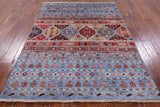 Blue Khorjin Persian Gabbeh Handmade Wool Rug - 4' 11" X 6' 9" - Golden Nile