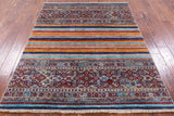 Khorjin Persian Gabbeh Hand Knotted Wool Rug - 4' 11" X 6' 6" - Golden Nile