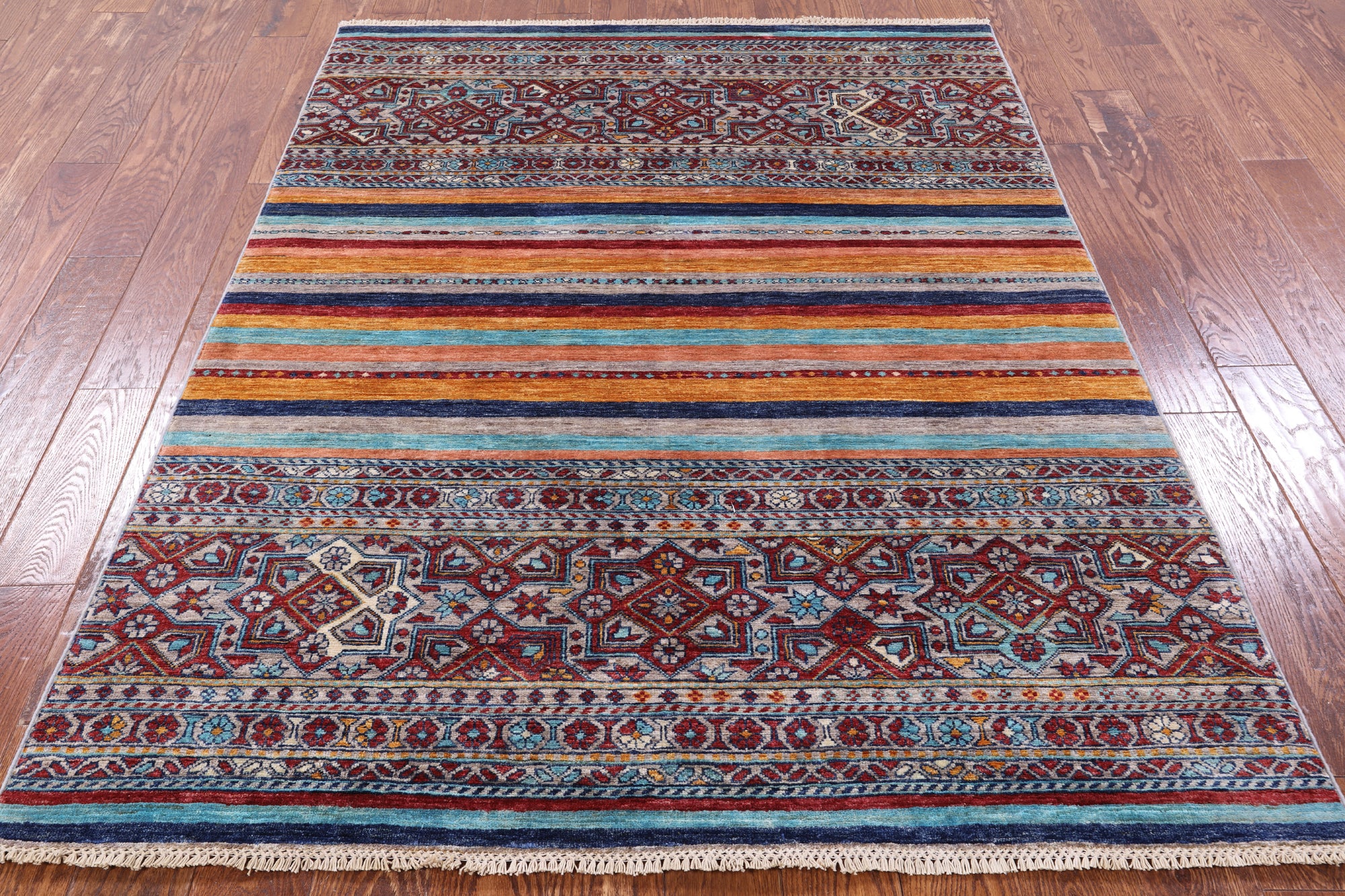 Khorjin Persian Gabbeh Hand Knotted Wool Rug - 4' 11" X 6' 6" - Golden Nile