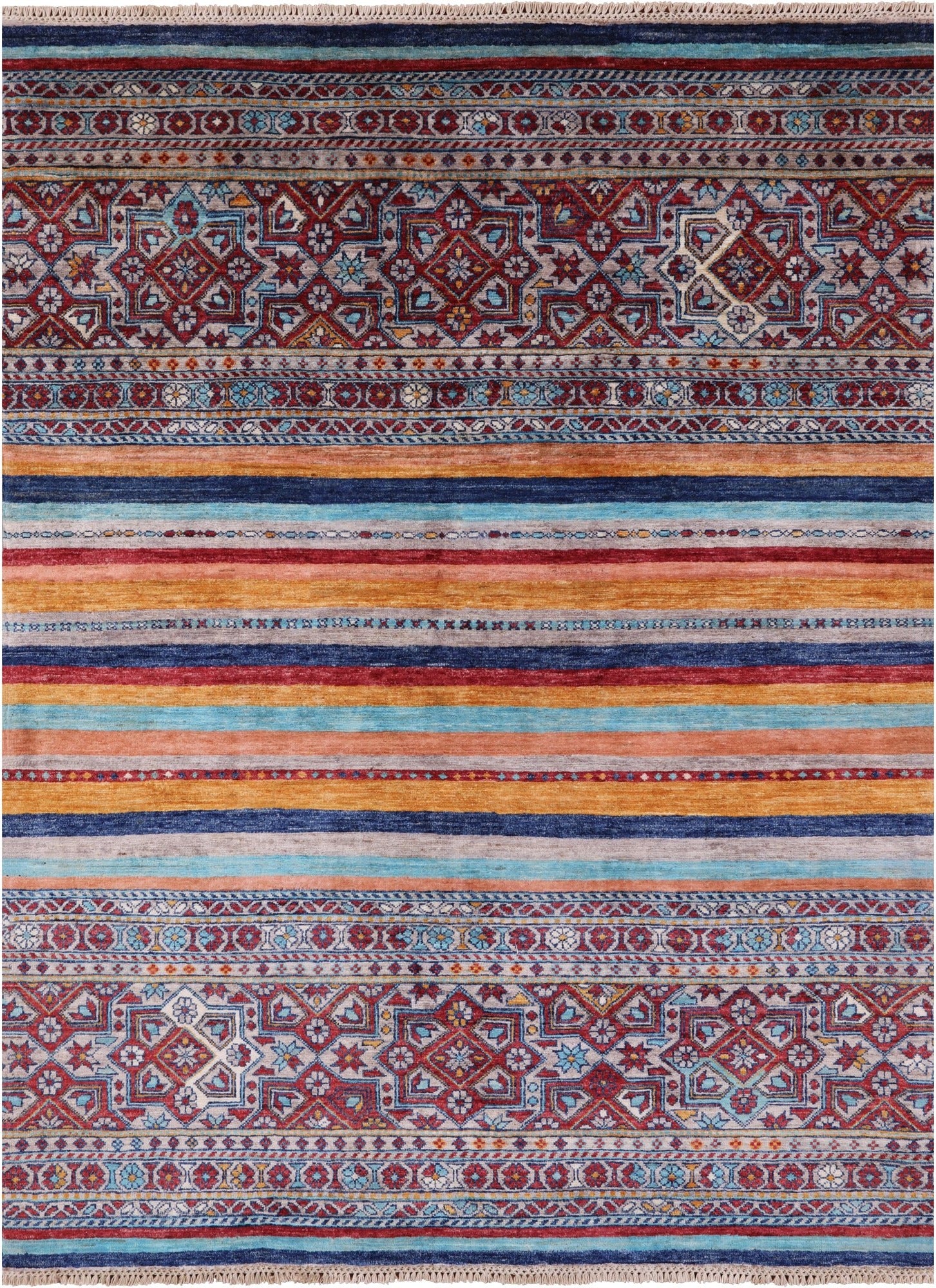 Khorjin Persian Gabbeh Hand Knotted Wool Rug - 4' 11" X 6' 6" - Golden Nile