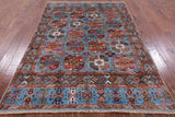Blue Turkmen Ersari Hand Knotted Wool Rug - 5' 5" X 7' 11" - Golden Nile