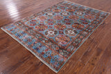 Blue Turkmen Ersari Hand Knotted Wool Rug - 5' 5" X 7' 11" - Golden Nile