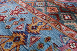 Blue Turkmen Ersari Hand Knotted Wool Rug - 5' 5" X 7' 11" - Golden Nile