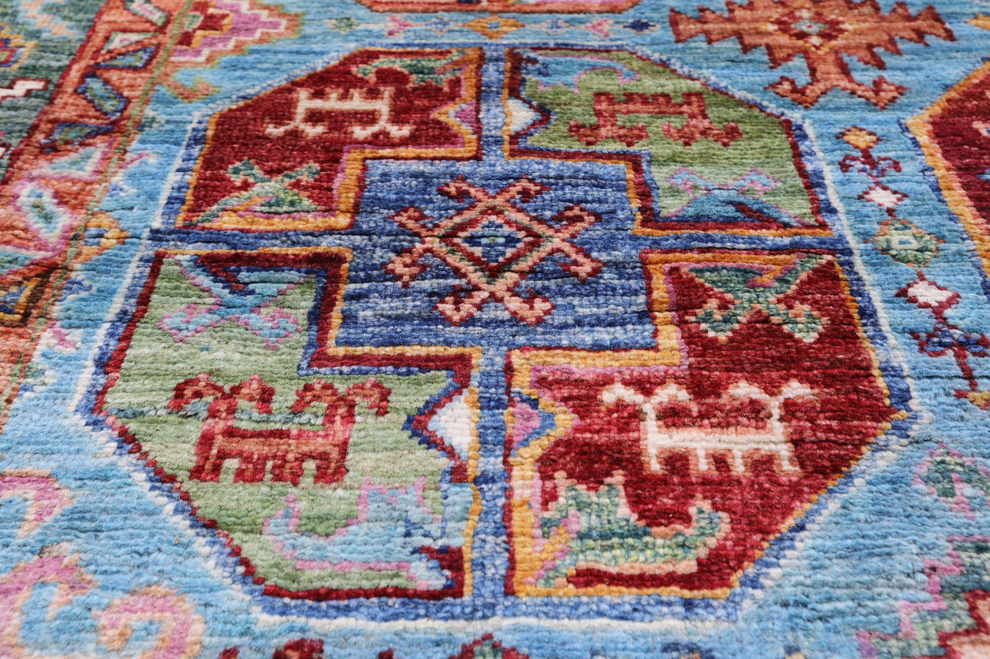 Blue Turkmen Ersari Hand Knotted Wool Rug - 5' 5" X 7' 11" - Golden Nile