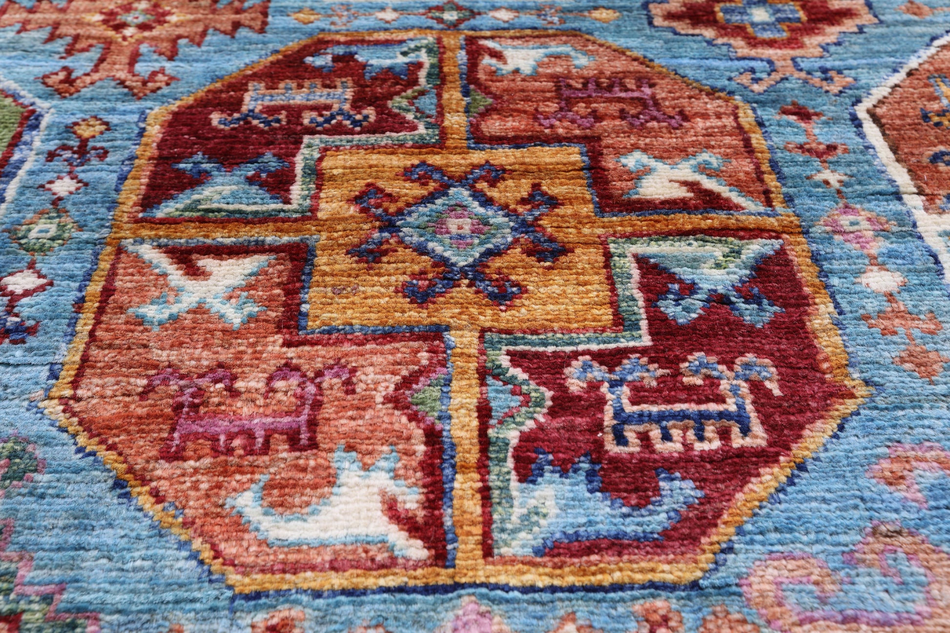 Blue Turkmen Ersari Hand Knotted Wool Rug - 5' 5" X 7' 11" - Golden Nile
