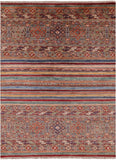 Khorjin Persian Gabbeh Hand Knotted Wool Rug - 4' 11" X 6' 5" - Golden Nile
