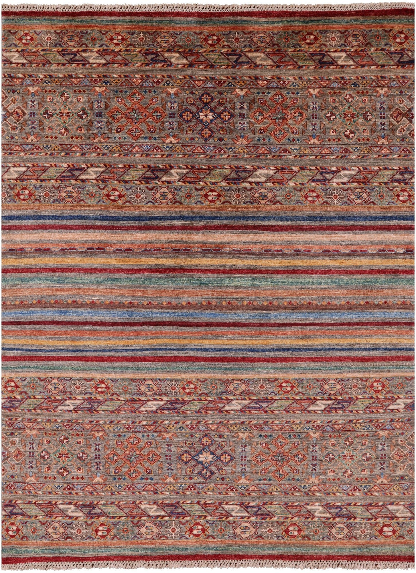 Khorjin Persian Gabbeh Hand Knotted Wool Rug - 4' 11" X 6' 5" - Golden Nile