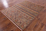 Khorjin Persian Gabbeh Hand Knotted Wool Rug - 4' 11" X 6' 5" - Golden Nile