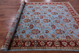 Blue Peshawar Hand Knotted Wool Rug - 8' 1" X 11' 2" - Golden Nile