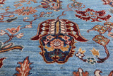 Blue Peshawar Hand Knotted Wool Rug - 8' 1" X 11' 2" - Golden Nile
