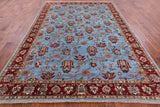 Blue Peshawar Hand Knotted Wool Rug - 8' 1" X 11' 2" - Golden Nile