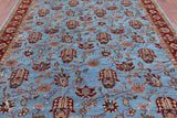 Blue Peshawar Hand Knotted Wool Rug - 8' 1" X 11' 2" - Golden Nile