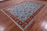 Blue Peshawar Hand Knotted Wool Rug - 8' 1" X 11' 2" - Golden Nile