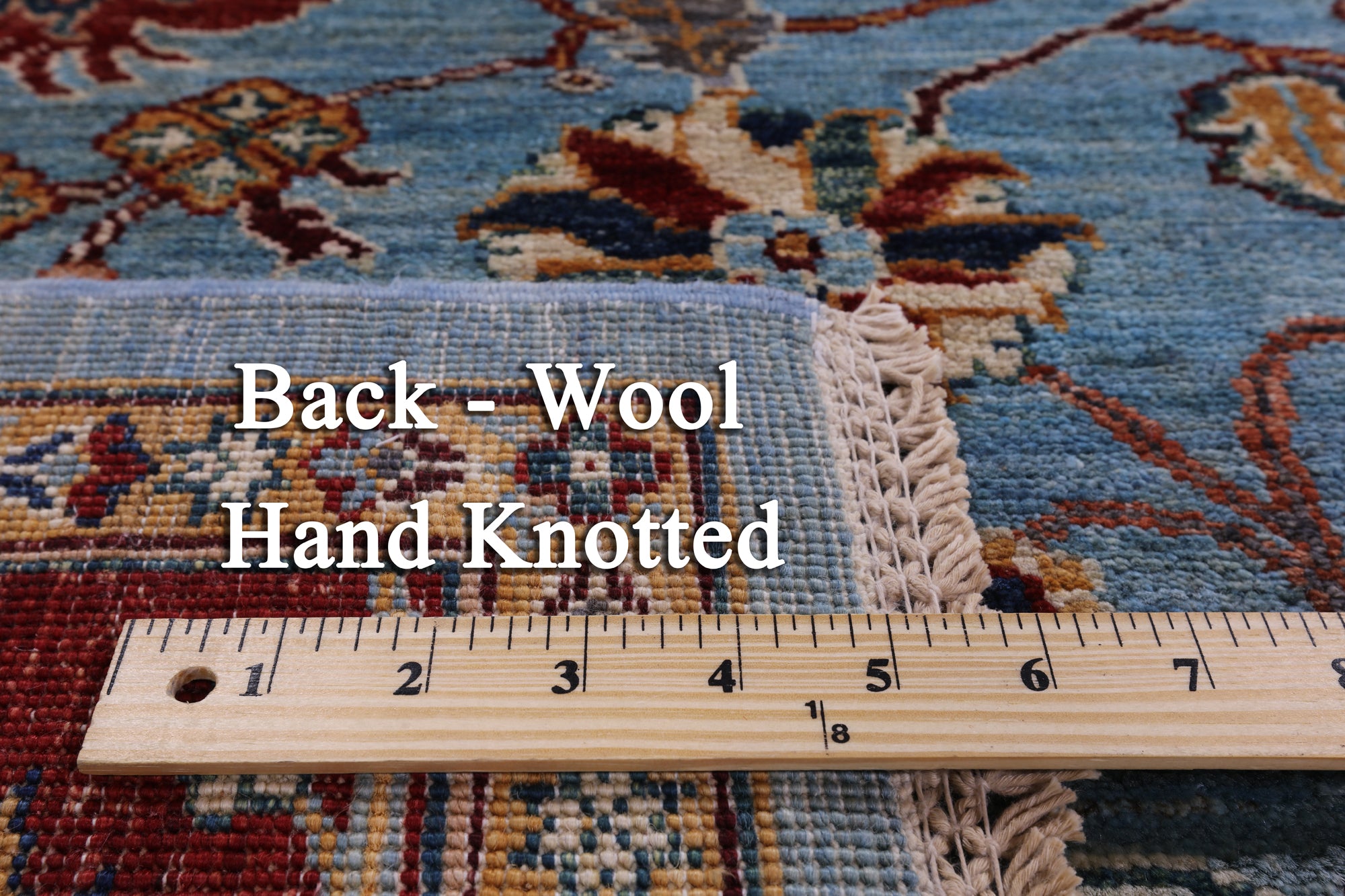 Blue Peshawar Hand Knotted Wool Rug - 8' 1" X 11' 2" - Golden Nile