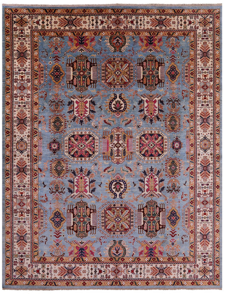 Blue Persian Fine Serapi Hand Knotted Wool Rug - 9' 2" X 11' 10" - Golden Nile