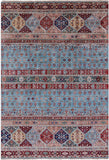 Blue Khorjin Persian Gabbeh Hand Knotted Wool Rug - 6' 7" X 9' 7" - Golden Nile