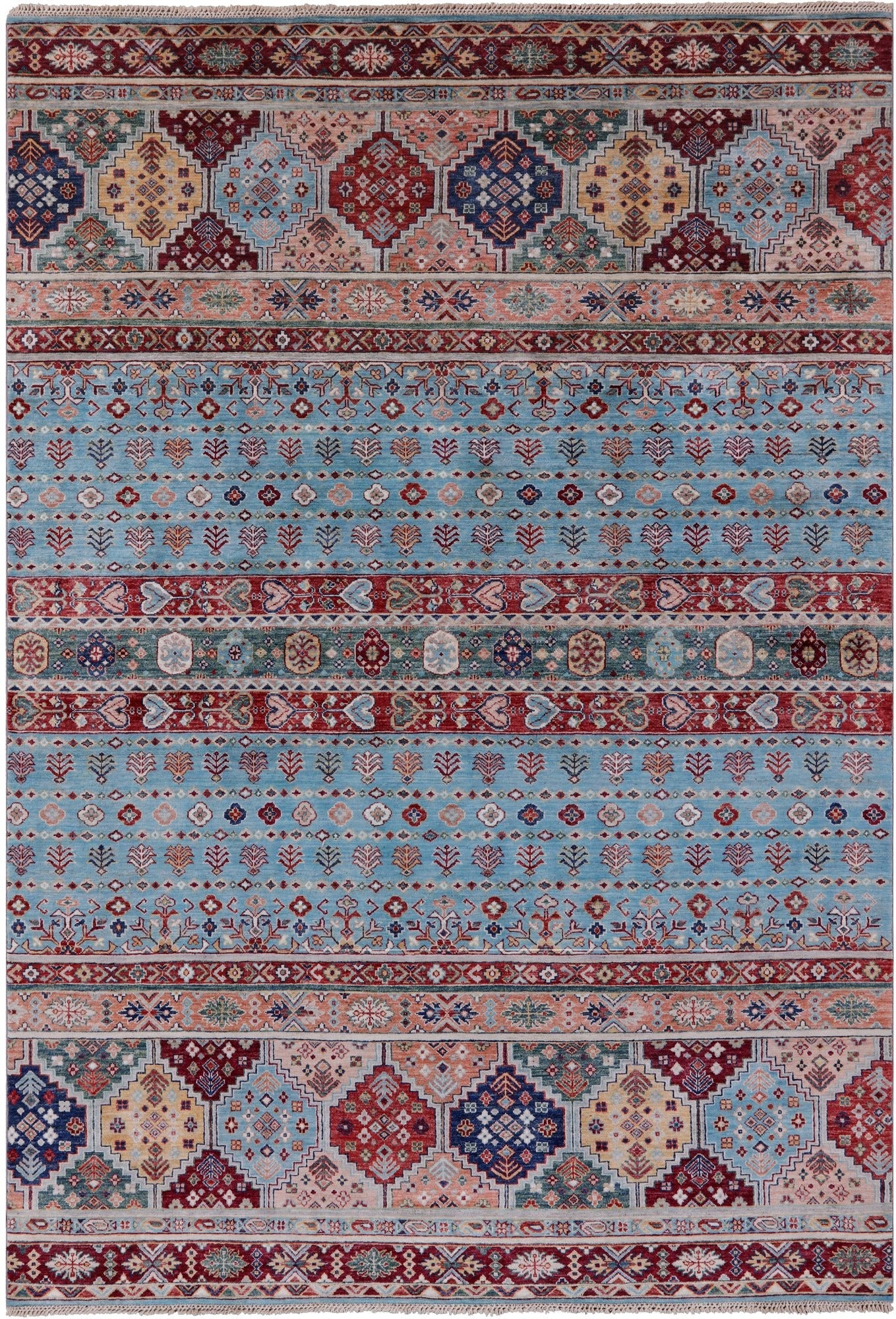 Blue Khorjin Persian Gabbeh Hand Knotted Wool Rug - 6' 7" X 9' 7" - Golden Nile