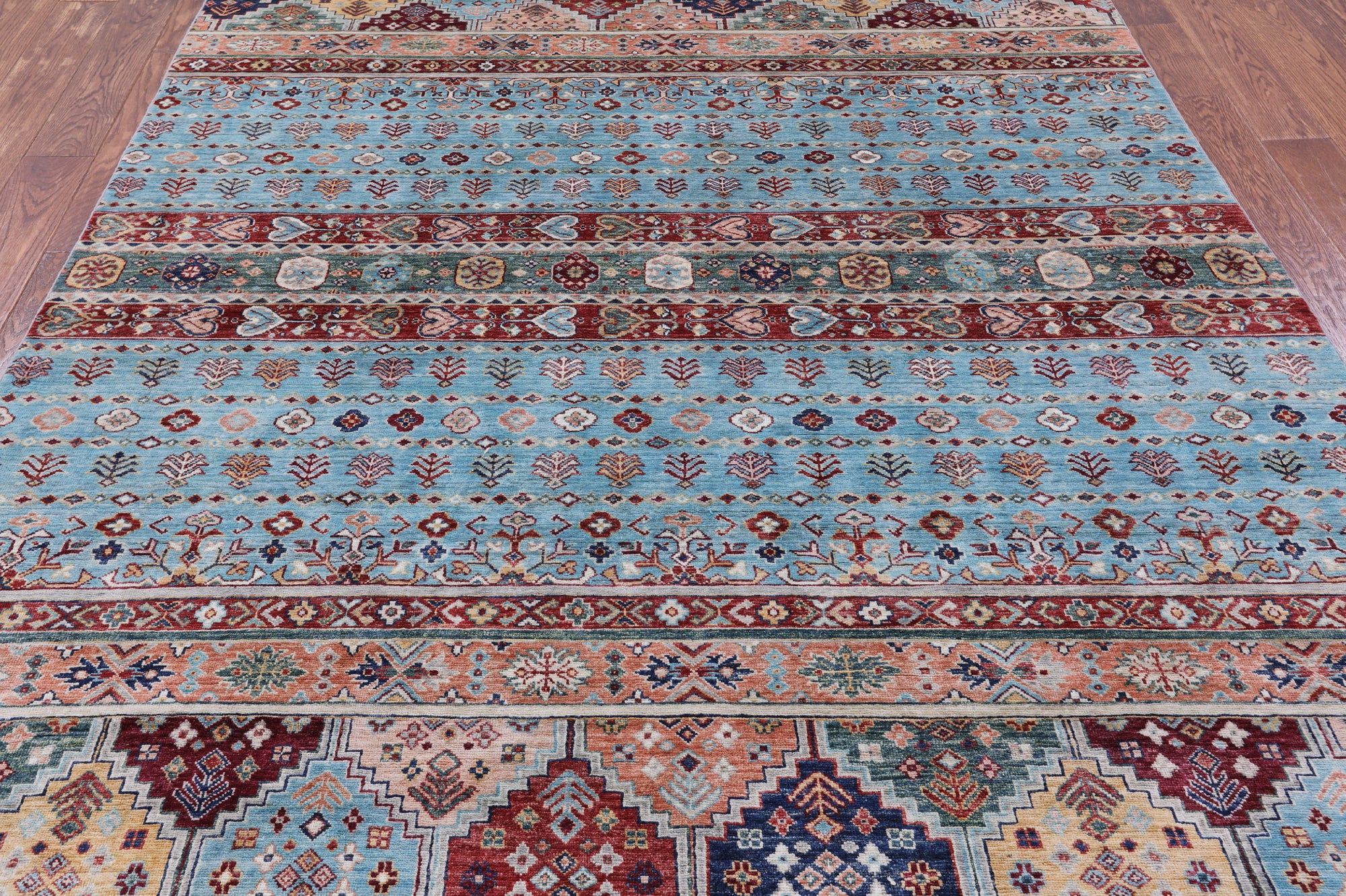 Blue Khorjin Persian Gabbeh Hand Knotted Wool Rug - 6' 7" X 9' 7" - Golden Nile
