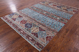 Blue Khorjin Persian Gabbeh Hand Knotted Wool Rug - 6' 7" X 9' 7" - Golden Nile
