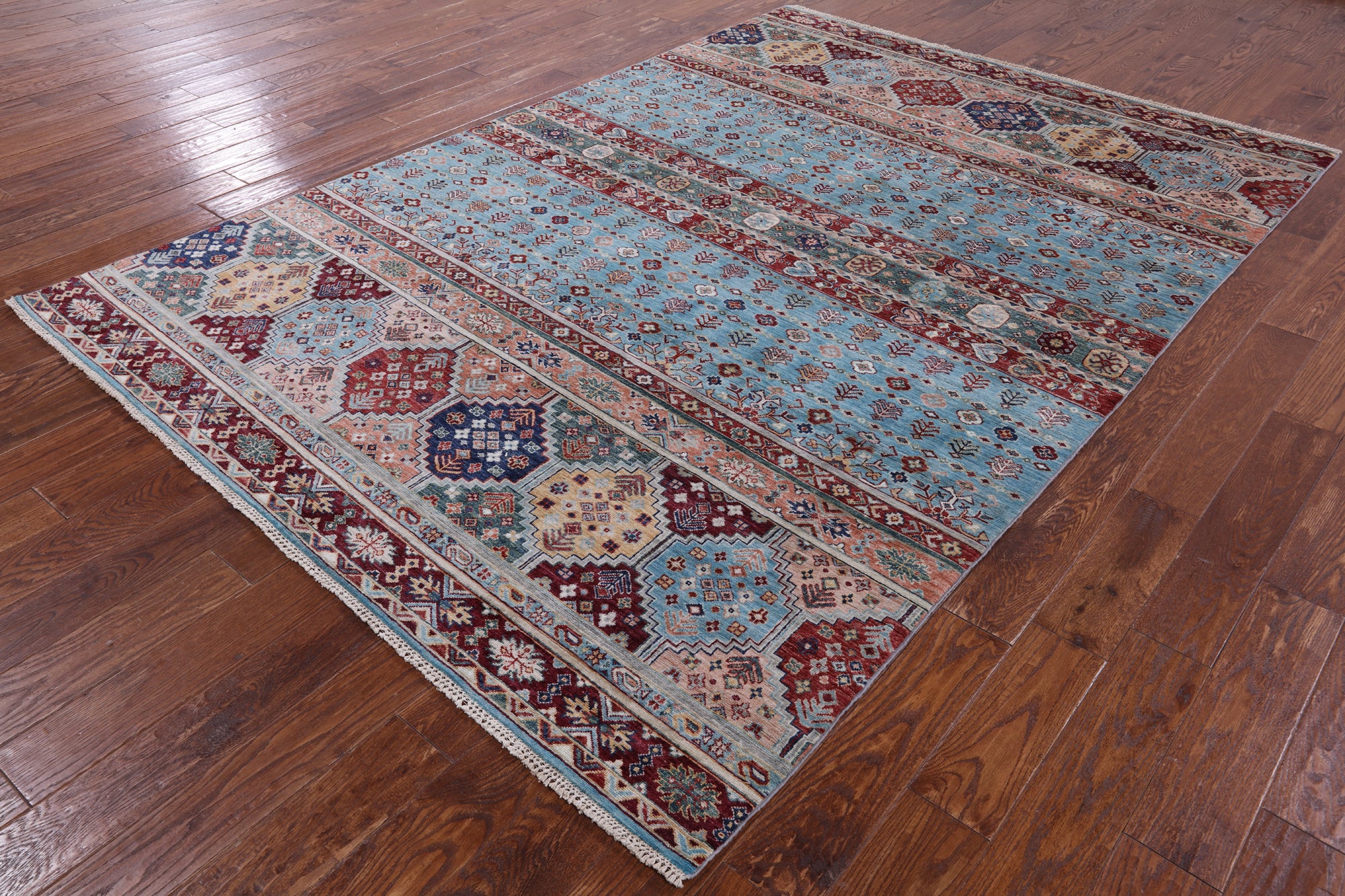 Blue Khorjin Persian Gabbeh Hand Knotted Wool Rug - 6' 7" X 9' 7" - Golden Nile