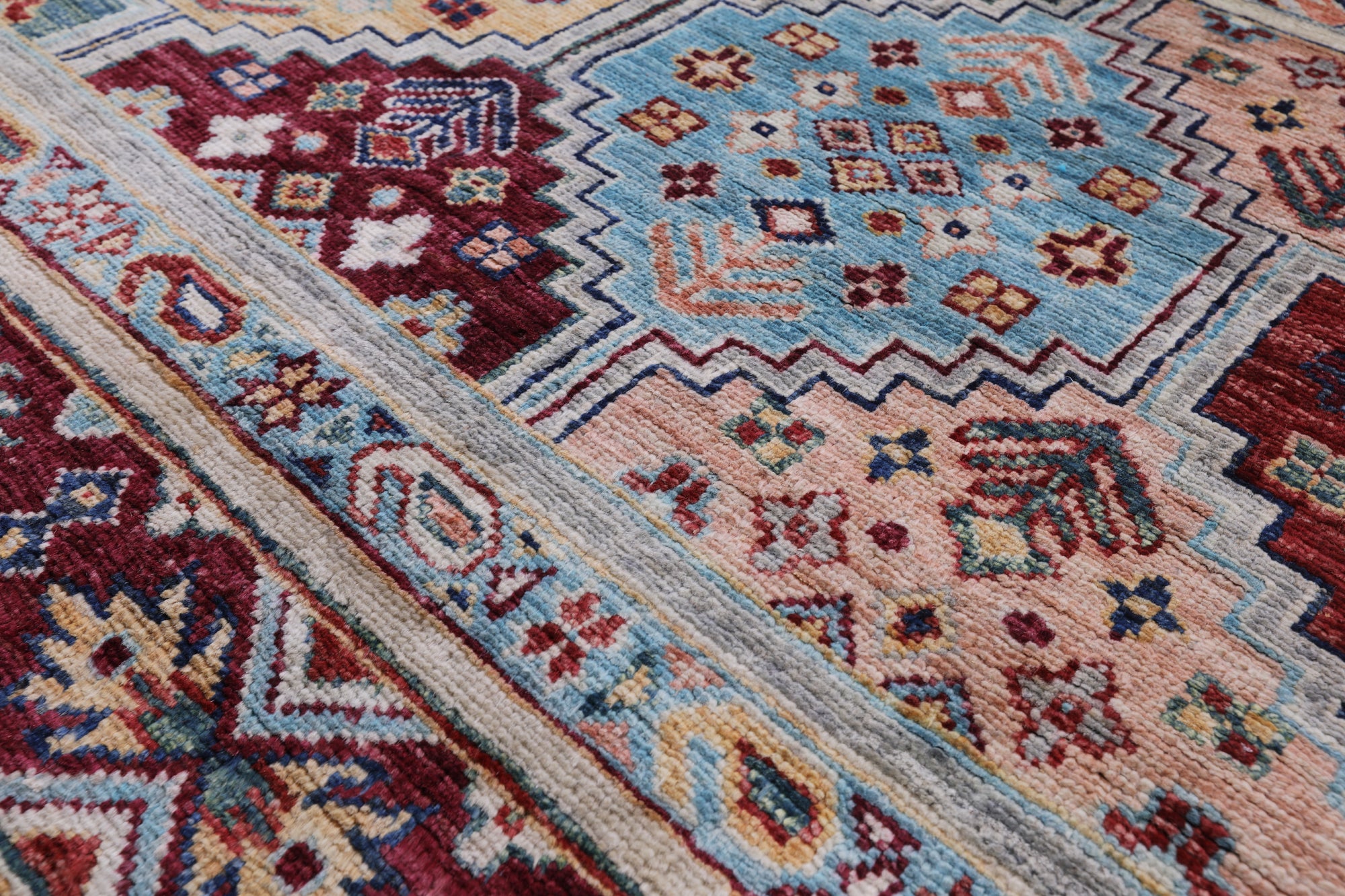 Blue Khorjin Persian Gabbeh Hand Knotted Wool Rug - 6' 7" X 9' 7" - Golden Nile