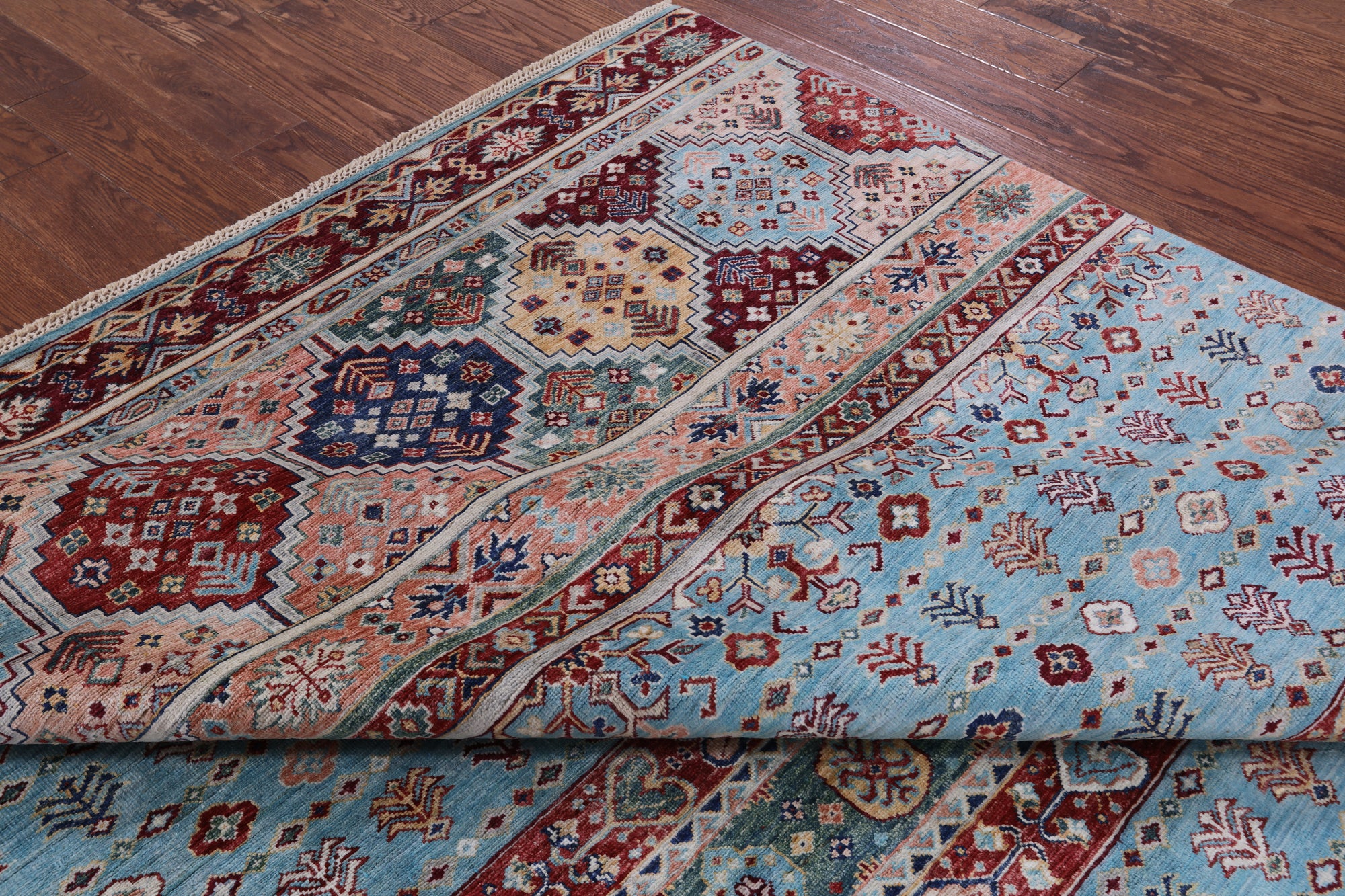Blue Khorjin Persian Gabbeh Hand Knotted Wool Rug - 6' 7" X 9' 7" - Golden Nile