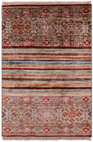 Khorjin Persian Gabbeh Handmade Wool Rug - 2' 7" X 3' 11" - Golden Nile
